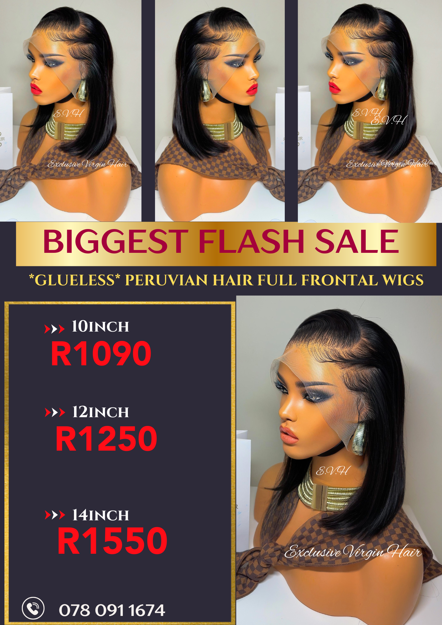 PERUVIAN HAIR FULL FRONTAL BOB WIGS